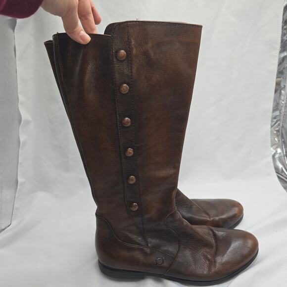 Born Sage Riding Knee High Studded Button Boots Equestrian Leather Size 8 - Picture 3 of 8